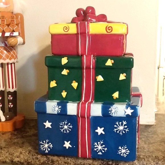 Vintage Cookie Jar Christmas Presents Stacked Boxes - Picture 2 of 8